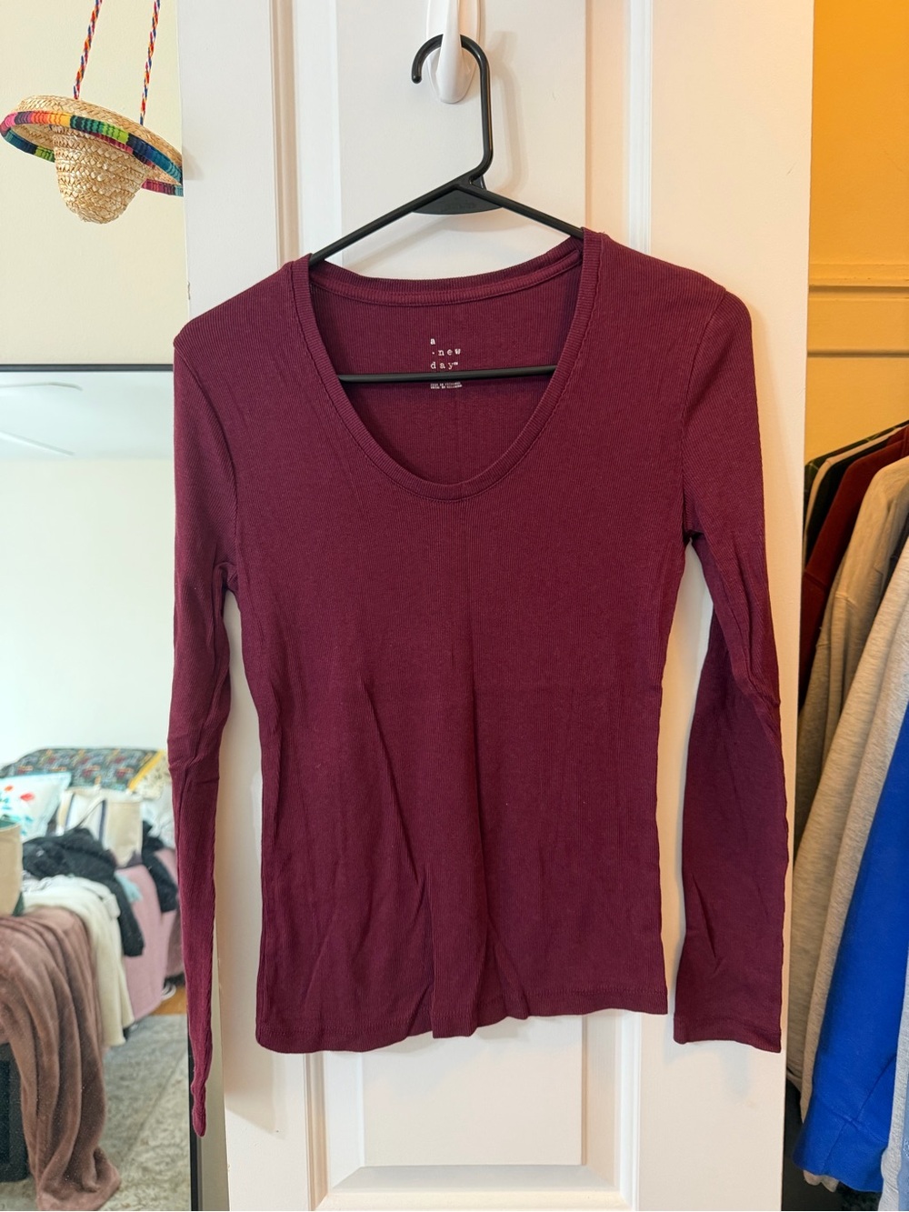 a new day Women's Long-Sleeve Scoop Neck Top — Wine